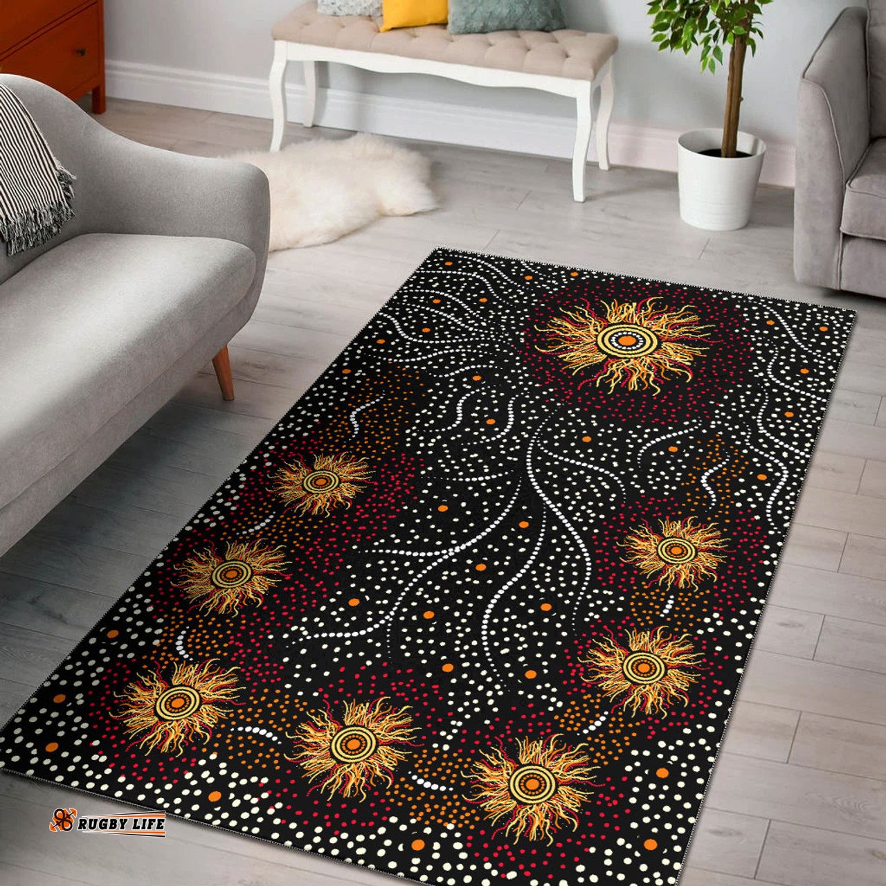 Australia Aboriginal Inspired Area Rug - Aboriginal Inspired dot painting dreaming art