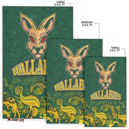 Wallabies Rugby Area Rug - Wallabies Aboriginal Inspired With Animals Area Rug