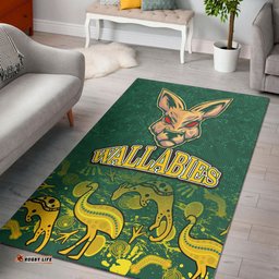Wallabies Rugby Area Rug - Wallabies Aboriginal Inspired With Animals Area Rug