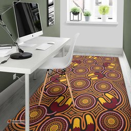 Australia Aboriginal Inspired Area Rug - Aboriginal Dot Art Black Color