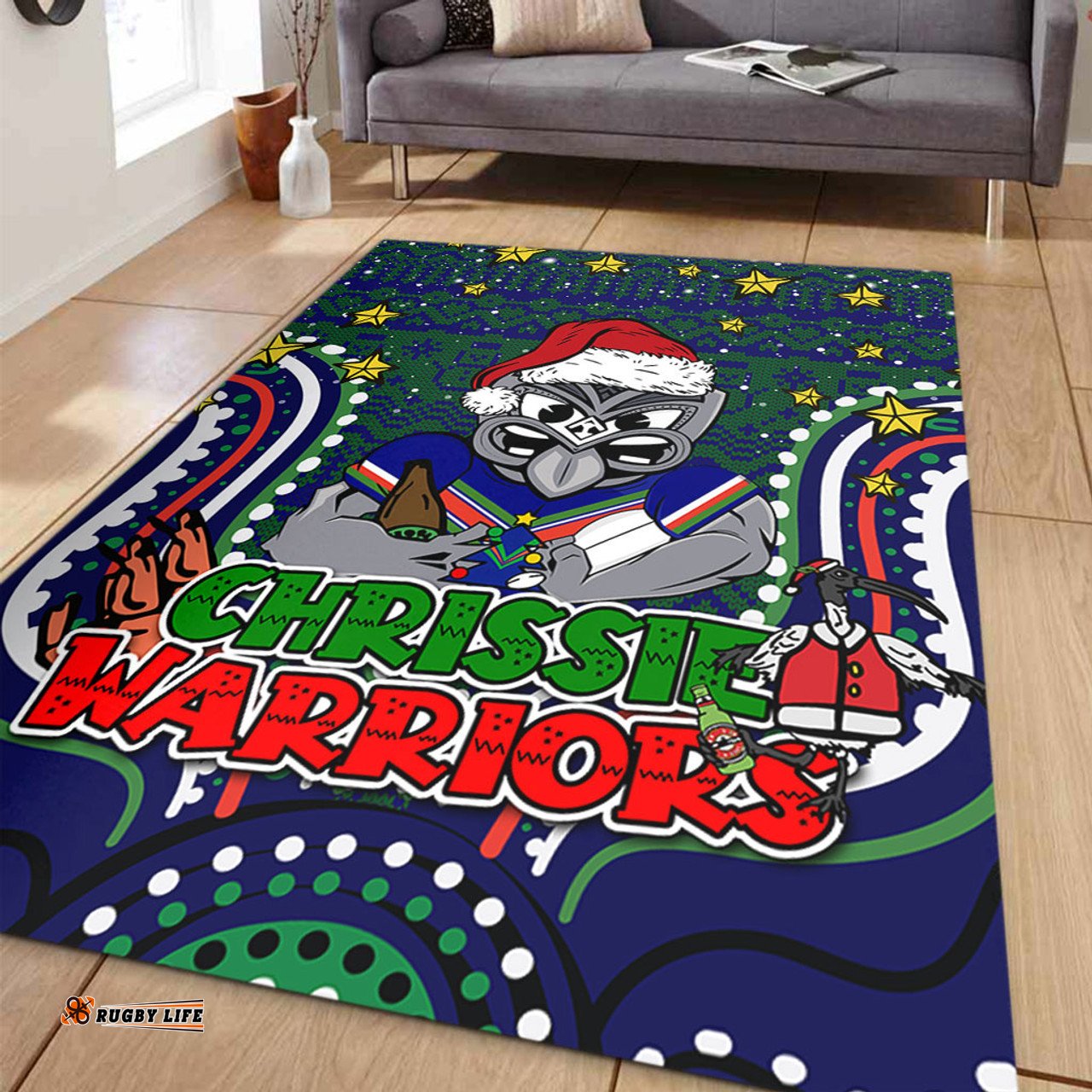 New Zealand Warriors Christmas Custom Area Rug - Christmas Knit Patterns Vintage Jersey Ugly Area Rug