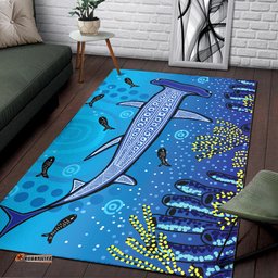 Australia Aboriginal Inspired Area Rug - Aboriginal Inspired art vector painting with hammerhead shark