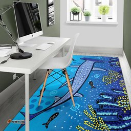 Australia Aboriginal Inspired Area Rug - Aboriginal Inspired art vector painting with hammerhead shark