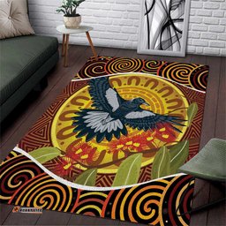 Aboriginal Magpies Dots Art Area Rug Native Australian Animals