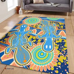 Australia Animals Platypus Aboriginal Area Rug - Blue Platypus With Aboriginal Art Dot Painting Patterns Inspired Area Rug