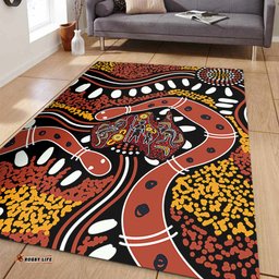 Australia Rainbow Serpent Aboriginal Area Rug - Aboriginal Dot Art Snake Artwork Area Rug