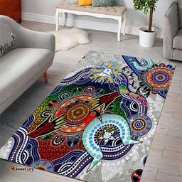 Custom NAIDOC Week 2024 North Melbourne Kangaroos Area Rug Australia Aboriginal Dot Painting