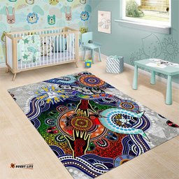 Custom NAIDOC Week 2024 North Melbourne Kangaroos Area Rug Australia Aboriginal Dot Painting