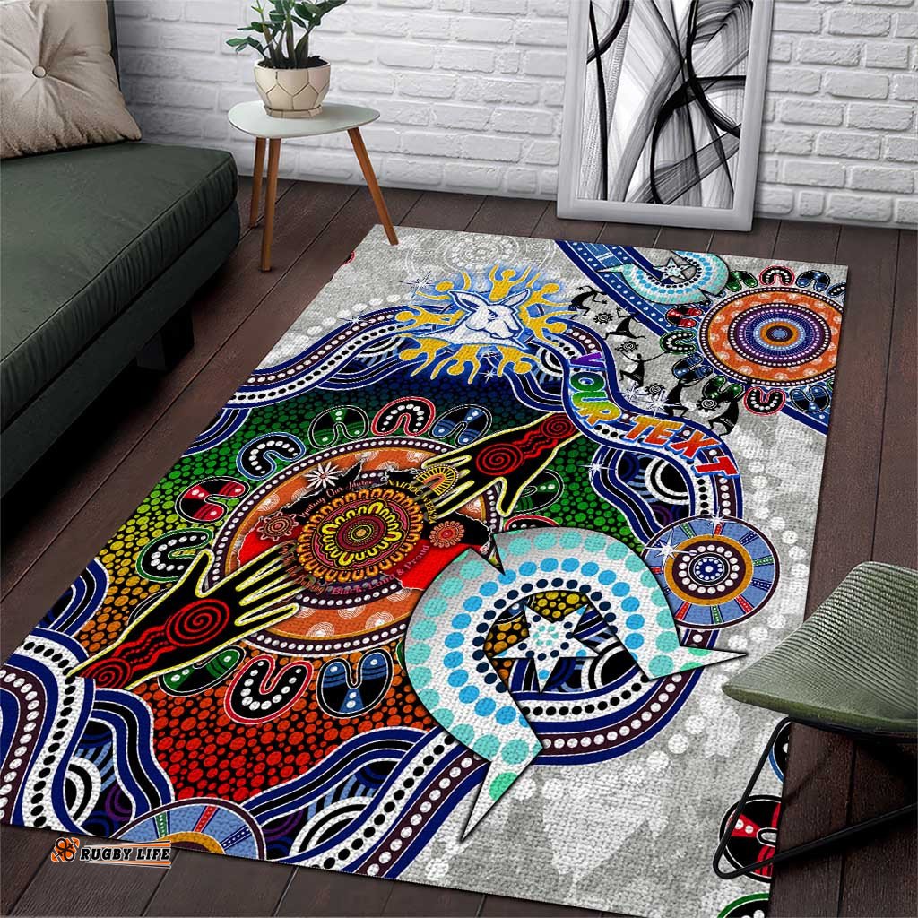 Custom NAIDOC Week 2024 North Melbourne Kangaroos Area Rug Australia Aboriginal Dot Painting