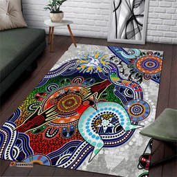 Custom NAIDOC Week 2024 North Melbourne Kangaroos Area Rug Australia Aboriginal Dot Painting