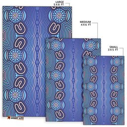 Australia Aboriginal Inspired Area Rug - Blue Aboriginal Artwork