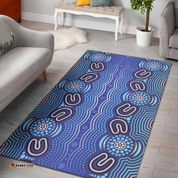 Australia Aboriginal Inspired Area Rug - Blue Aboriginal Artwork