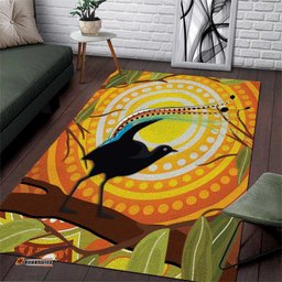 Australia Superb Lyrebird Area Rug Aboriginal Art