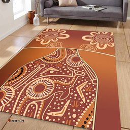 Australia Aboriginal Area Rug - Brown Kangaroo In Aboriginal Dot Art Area Rug