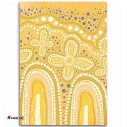 Australia Aboriginal Area Rug - Dot painting illustration in Aboriginal style Yellow Area Rug