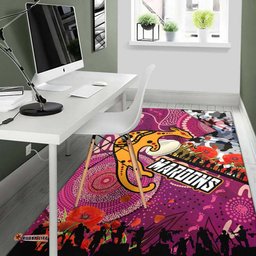 Maroons Rugby Anzac Aboriginal Inspired Area Rug - Maroons Aboriginal Inspired Pattern with Anzac Day Poppy Flower Area Rug