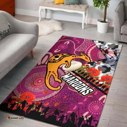 Maroons Rugby Anzac Aboriginal Inspired Area Rug - Maroons Aboriginal Inspired Pattern with Anzac Day Poppy Flower Area Rug