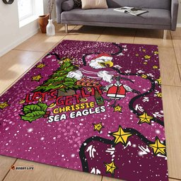 Manly Warringah Sea Eagles Christmas Custom Area Rug - Let's Get Lit Chrisse Pressie Area Rug
