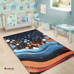Australia Dreaming Aboriginal Area Rug - Aboriginal Culture Indigenous Trees Dot Painting Art Inspired Area Rug