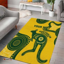 Custom Australia Soccer Area Rug Go Socceroos Kangaroo With Indigenous Art