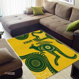 Custom Australia Soccer Area Rug Go Socceroos Kangaroo With Indigenous Art