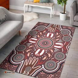 Australia Aboriginal Inspired Area Rug - Dot Aboriginal Style Of Painting With Hands