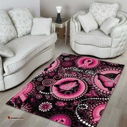 Personalised Australia Indigenous Area Rug Breast Cancer Ribbon Think Pink Black Version
