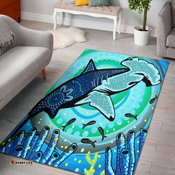 Australia Aboriginal Inspired Area Rug - Hammerhead shark Aboriginal Inspired art