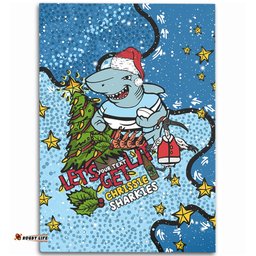 Cronulla-Sutherland Sharks Christmas Custom Area Rug - Let's Get Lit Chrisse Pressie Area Rug
