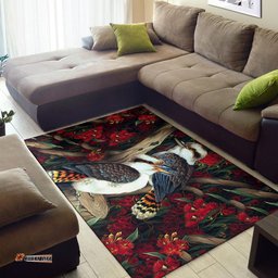 Australia Fine Art Area Rug - Kookaburra Rug Waratah Flowers Fine Art Painting Rug