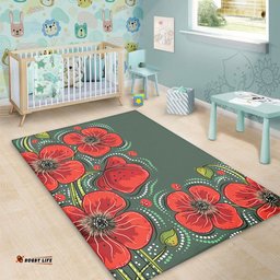 Australia Aboriginal Area Rug - Aboriginal Style Australian Poppy Flower Background Area Rug