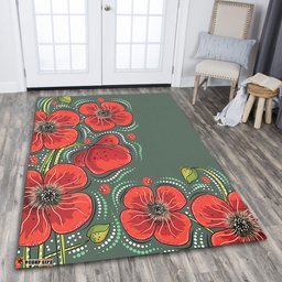 Australia Aboriginal Area Rug - Aboriginal Style Australian Poppy Flower Background Area Rug