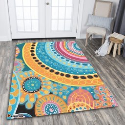 Australia Aboriginal Area Rug - Colorful Pattern And Dots Art Area Rug