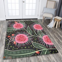 Australia Flowers Aboriginal Area Rug - Aboriginal Style Australian Hakea Flower Area Rug