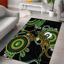 Custom Matildas NAIDOC Week Area Rug Australia Kangaroo Keep The Fire Burning Black