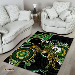 Custom Matildas NAIDOC Week Area Rug Australia Kangaroo Keep The Fire Burning Black