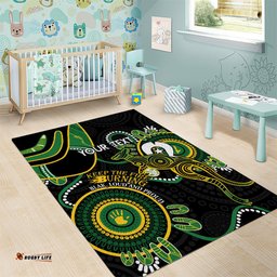 Custom Matildas NAIDOC Week Area Rug Australia Kangaroo Keep The Fire Burning Black