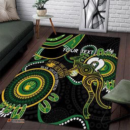Custom Matildas NAIDOC Week Area Rug Australia Kangaroo Keep The Fire Burning Black