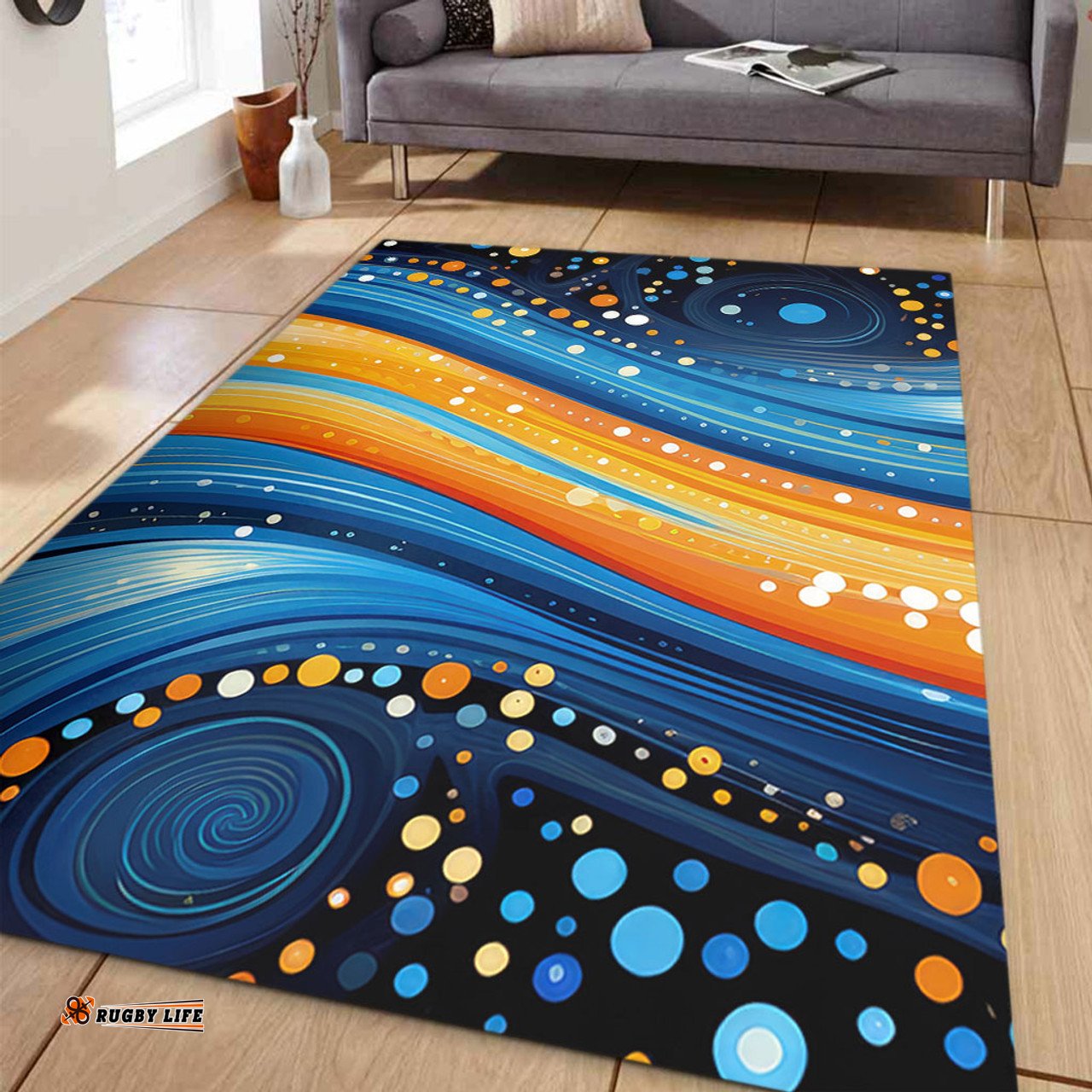 Australia Dreaming Aboriginal Area Rug - Aboriginal Indigenous Dot Painting Dream Art Inspired Area Rug