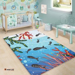 Australia Aboriginal Area Rug - Underwater Concept Aboriginal Art With Fish Area Rug
