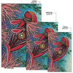 Australia Aboriginal Inspired Area Rug - Dugong art in Aboriginal Inspired dot style