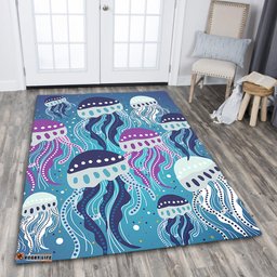 Australia Aboriginal Area Rug - Aboriginal Art Painting With Jellyfish Area Rug