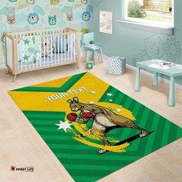 Personalised Australia Boxing Kangaroo Area Rug Aussie Pride National Color