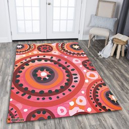 Australia Dot Painting Inspired Aboriginal Area Rug - Circle In The Aboriginal Dot Art Style Area Rug