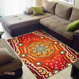 Australia Aboriginal Inspired Area Rug - The Sun Indigenous Aboiginal Inspired Dot Painting Style