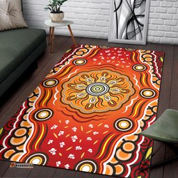 Australia Aboriginal Inspired Area Rug - The Sun Indigenous Aboiginal Inspired Dot Painting Style