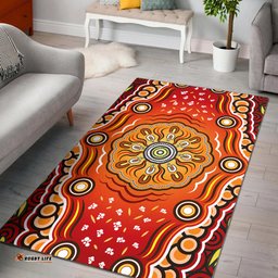 Australia Aboriginal Inspired Area Rug - The Sun Indigenous Aboiginal Inspired Dot Painting Style