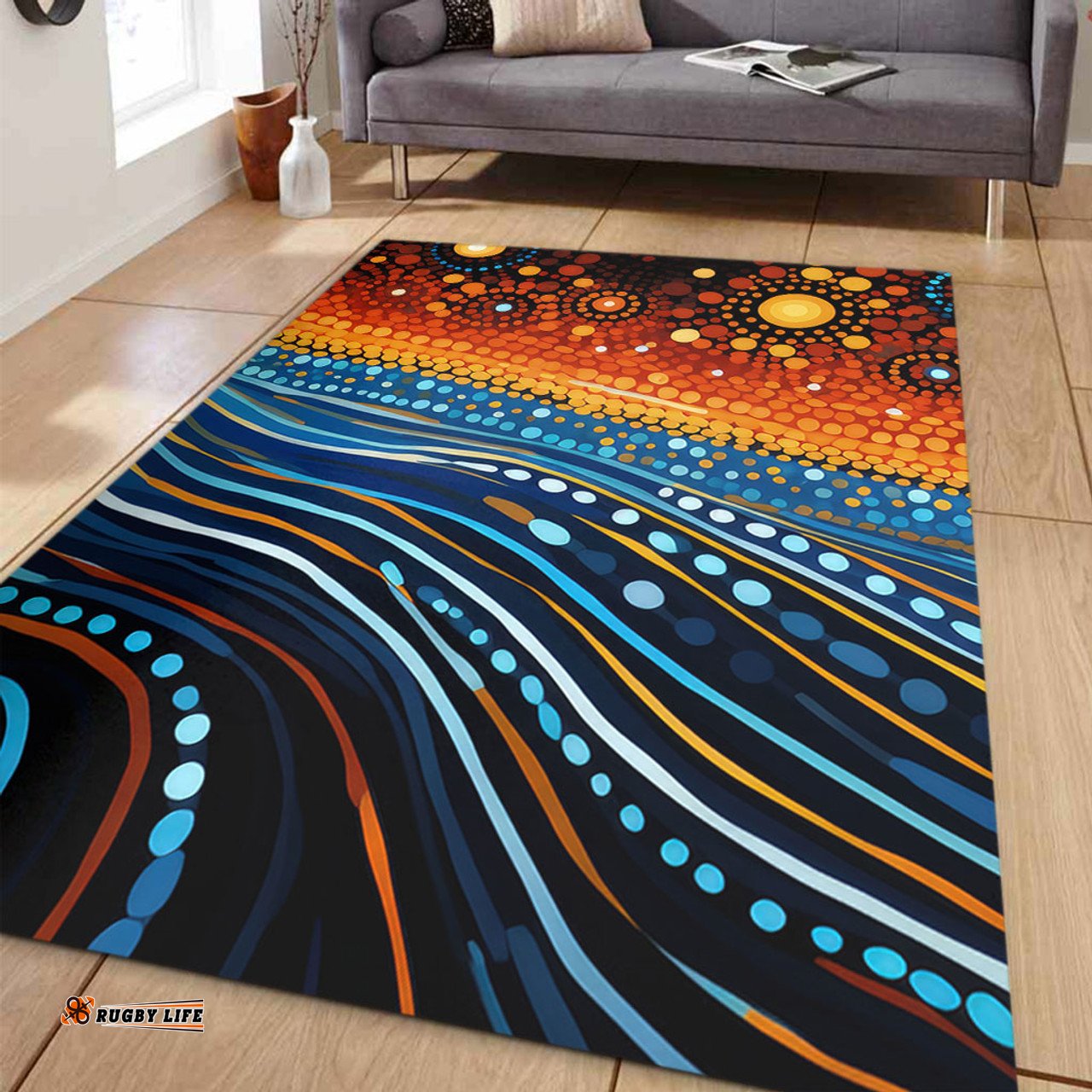 Australia Dreaming Aboriginal Area Rug - Aboriginal Culture Indigenous Dreaming Dot Painting Art Inspired Area Rug