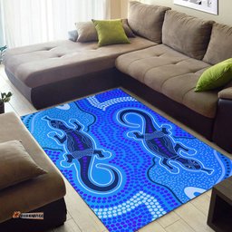Australia Aboriginal Inspired Area Rug - Aboriginal Inspired dot lizard art illustration blue