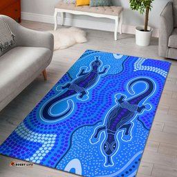 Australia Aboriginal Inspired Area Rug - Aboriginal Inspired dot lizard art illustration blue